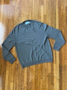 Alex Crane Brown/Green 100% Merino Wool USA Made Crewneck Sweater - Men's Large